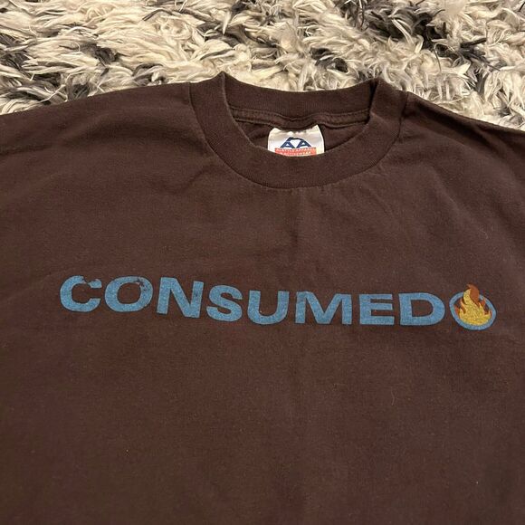 Vintage Firefighter Y2K Consumed Flame SYATP Size XL Brown 2003 T Shirt Fire - Picture 3 of 7